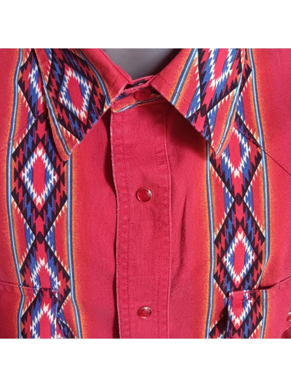 XL True Vintage Western Shirt Wrangler Aztec Print Long 1990's Snapper